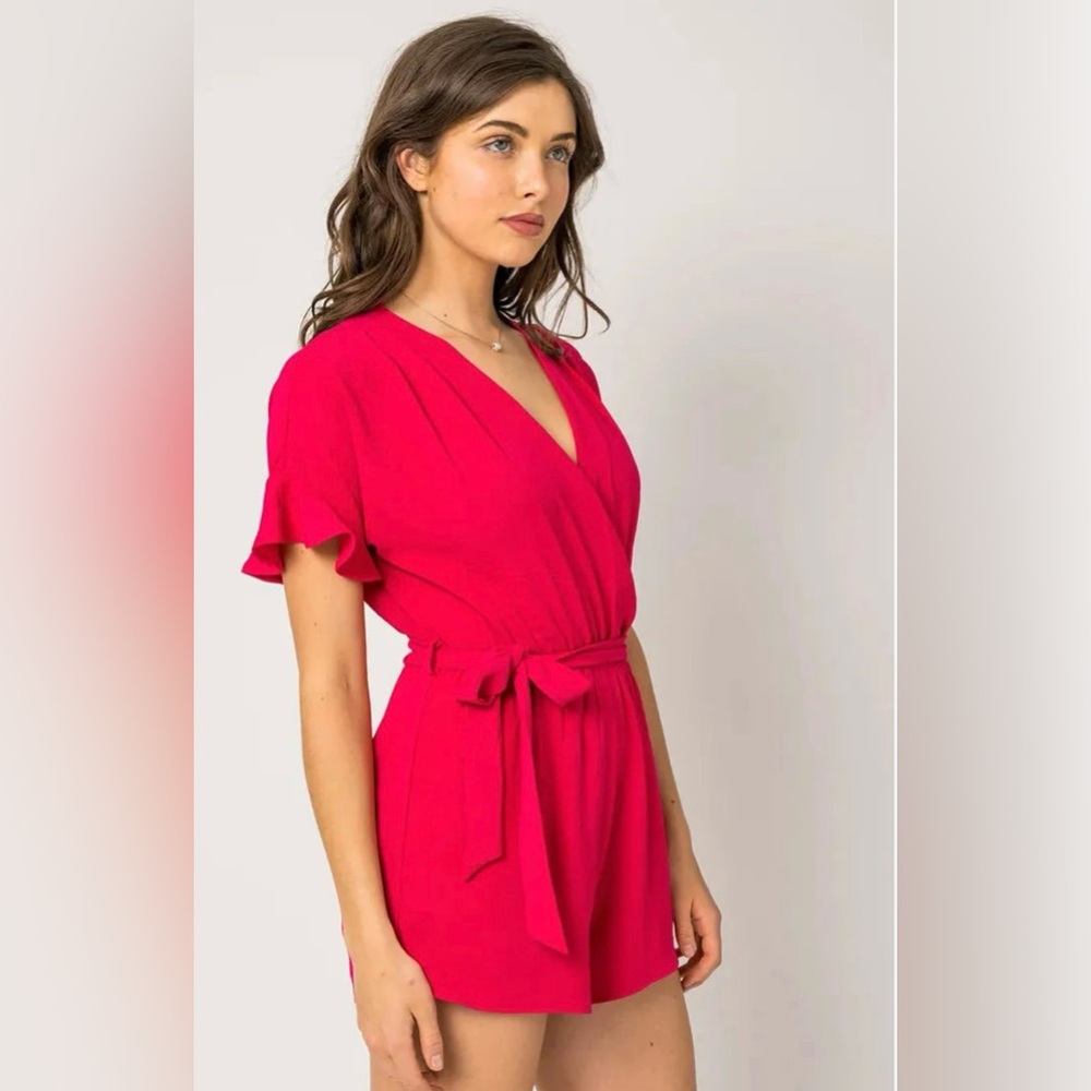 NWT Pink Tie-Waist Romper | Comfy Spring Summer Romper | Size S - Picture 3 of 7
